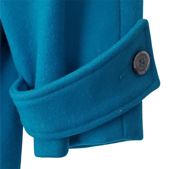 Vintage 80s Central Park Blue Wool Long Box Coat Women's 12 Lined Deep Pockets - Picture 10 of 12